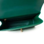22A Iridescent Green Lambskin Quilted Mini Rectangular Single Flap Light Gold Hardware - Image 9