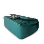 22A Iridescent Green Lambskin Quilted Mini Rectangular Single Flap Light Gold Hardware - Image 11