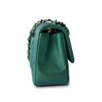 22A Iridescent Green Lambskin Quilted Mini Rectangular Single Flap Light Gold Hardware - Image 12