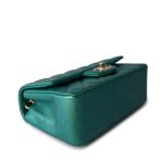 22A Iridescent Green Lambskin Quilted Mini Rectangular Single Flap Light Gold Hardware - Image 4