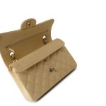 22B Yellow Caviar Quilted Classic Flap Small Light Gold Hardware - Image 8