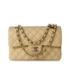 22B Yellow Caviar Quilted Classic Flap Small Light Gold Hardware - Image 9