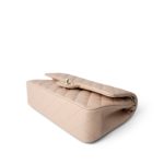 22C Beige Caviar Quilted Medium Classic Flap Light Gold Hardware - Image 10