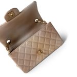 22C Mini Rectangular Flap Goatskin Quilted Golden Beige Aged Gold Hardware - Image 8