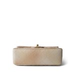 22C Mini Rectangular Flap Goatskin Quilted Golden Beige Aged Gold Hardware - Image 3