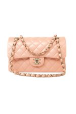22C Rose Clair Pink/ Beige Lambskin Quilted Small Double Flap Light Gold Hardware - Image 2