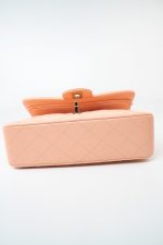22C Rose Clair Pink/ Beige Lambskin Quilted Small Double Flap Light Gold Hardware - Image 5