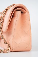 22C Rose Clair Pink/ Beige Lambskin Quilted Small Double Flap Light Gold Hardware - Image 7