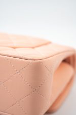 22C Rose Clair Pink/ Beige Lambskin Quilted Small Double Flap Light Gold Hardware - Image 11