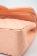 22C Rose Clair Pink/ Beige Lambskin Quilted Small Double Flap Light Gold Hardware - Image 12