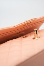 22C Rose Clair Pink/ Beige Lambskin Quilted Small Double Flap Light Gold Hardware - Image 14