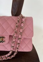 22C Sakura Pink Caviar Quilted Classic Flap Small LGHW - Image 3