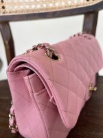 22C Sakura Pink Caviar Quilted Classic Flap Small LGHW - Image 7