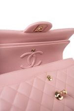 22C Sakura Pink Small Caviar Quilted Classic Flap Light Gold Hardware - Image 5