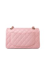 22C Sakura Pink Small Caviar Quilted Classic Flap Light Gold Hardware - Image 11