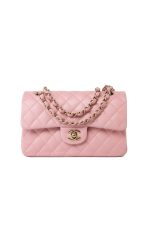 22C Sakura Pink Small Caviar Quilted Classic Flap Light Gold Hardware - Image 12