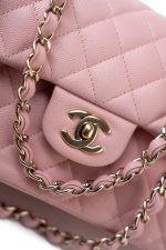 22C Sakura Pink Small Caviar Quilted Classic Flap Light Gold Hardware - Image 14