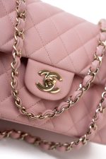 22C Sakura Pink Small Caviar Quilted Classic Flap Light Gold Hardware - Image 17