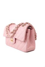 22C Sakura Pink Small Caviar Quilted Classic Flap Light Gold Hardware - Image 19
