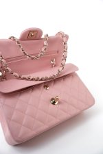22C Sakura Pink Small Caviar Quilted Classic Flap Light Gold Hardware - Image 18