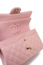 22C Sakura Pink Small Caviar Quilted Classic Flap Light Gold Hardware - Image 20