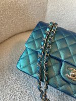 22P Iridescent Green Caviar Quilted Classic Flap Medium Light Gold Hardware - Image 2
