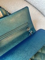 22P Iridescent Green Caviar Quilted Classic Flap Medium Light Gold Hardware - Image 12