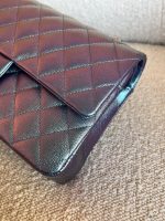 22P Iridescent Purple Caviar Quilted Medium Double Flap