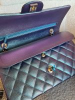 22P Iridescent Purple Caviar Quilted Medium Double Flap - Image 2