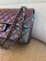 22P Iridescent Purple Caviar Quilted Medium Double Flap - Image 6