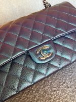 22P Iridescent Purple Caviar Quilted Medium Double Flap - Image 12