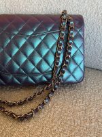 22P Iridescent Purple Caviar Quilted Medium Double Flap - Image 14