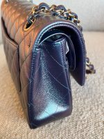 22P Iridescent Purple Caviar Quilted Medium Double Flap - Image 15