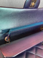 22P Iridescent Purple Caviar Quilted Medium Double Flap - Image 17