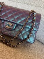 22P Iridescent Purple Caviar Quilted Medium Double Flap - Image 18