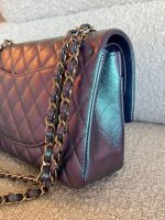 22P Iridescent Purple Caviar Quilted Medium Double Flap - Image 20