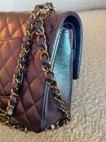 22P Iridescent Purple Caviar Quilted Medium Double Flap - Image 22