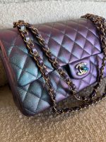 22P Iridescent Purple Caviar Quilted Medium Double Flap - Image 23