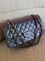 22P Iridescent Purple Caviar Quilted Medium Double Flap - Image 24