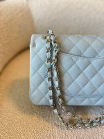 22P Light Blue Caviar Quilted Classic Flap Medium LGHW - Image 4