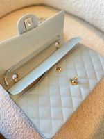 22P Light Blue Caviar Quilted Classic Flap Medium LGHW - Image 8