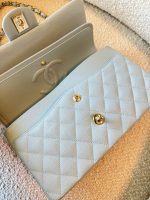 22P Light Blue Caviar Quilted Classic Flap Medium LGHW - Image 9