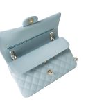 22P Light Blue Caviar Quilted Classic Flap Medium Light Gold Hardware - Image 12