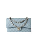 22P Light Blue Caviar Quilted Classic Flap Medium Light Gold Hardware - Image 13