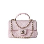 22P Light Pink Mini Top Handle Lambskin Quilted Light Gold Hardware
