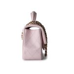 22P Light Pink Mini Top Handle Lambskin Quilted Light Gold Hardware - Image 5