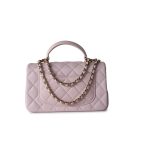 22P Light Pink Mini Top Handle Lambskin Quilted Light Gold Hardware - Image 4