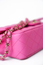 22P Pink Caviar Quilted Classic Flap Medium Light Gold Hardware - Image 11