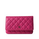 22P Pink Caviar Quilted Wallet on Chain Light Gold Hardware - Image 10