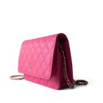 22P Pink Caviar Quilted Wallet on Chain Light Gold Hardware - Image 24